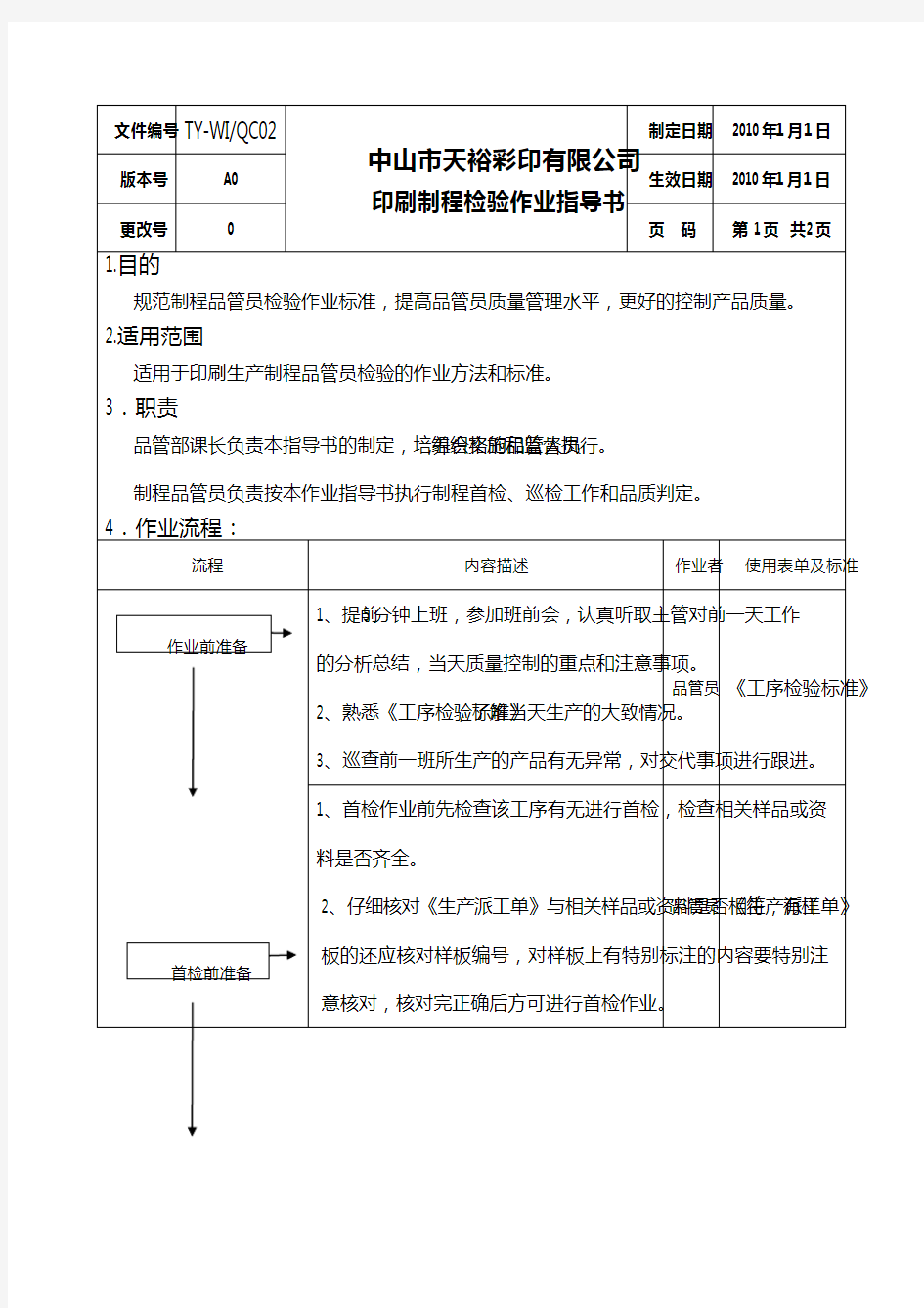 印刷制程检验作业指导书