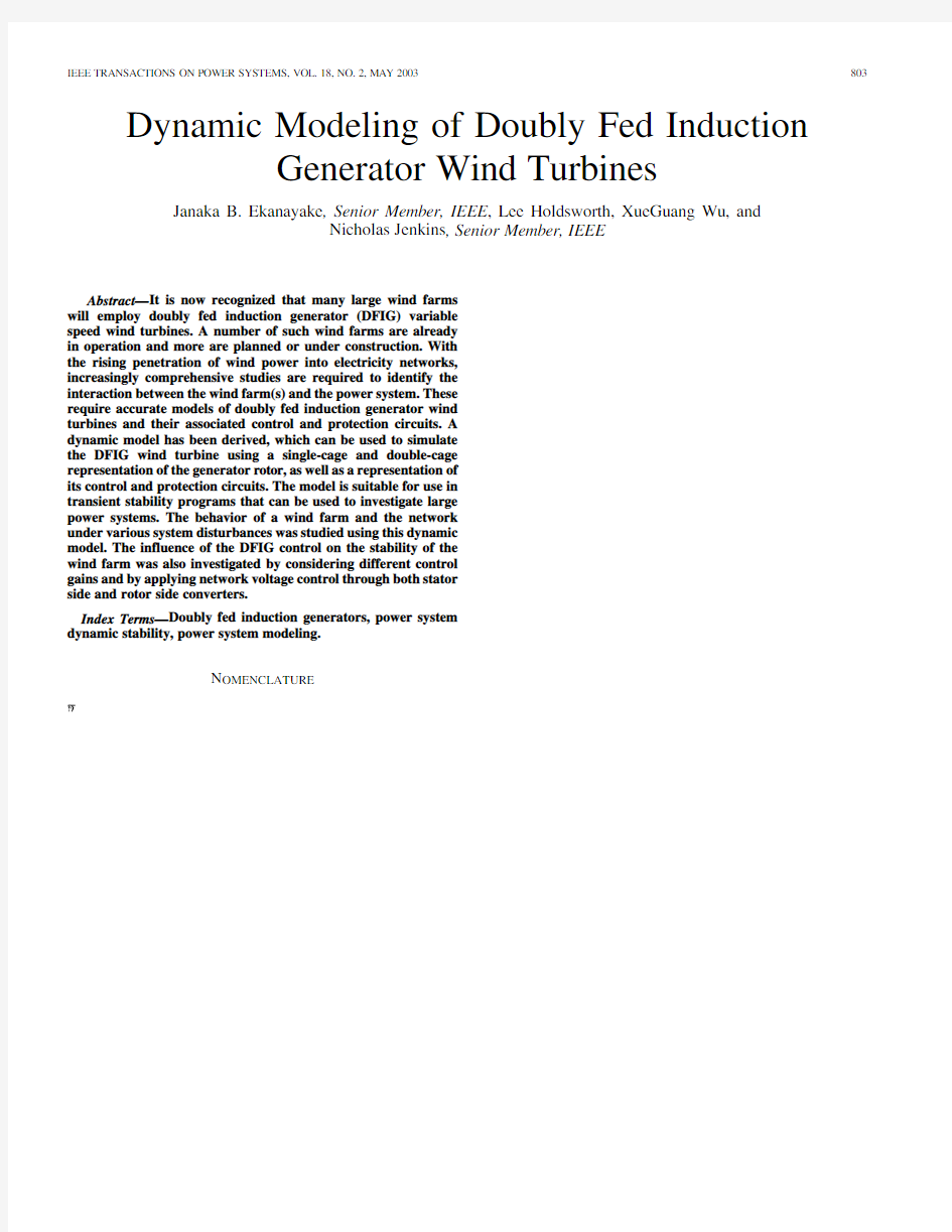 Dynamic Modeling of Doubly Fed Induction