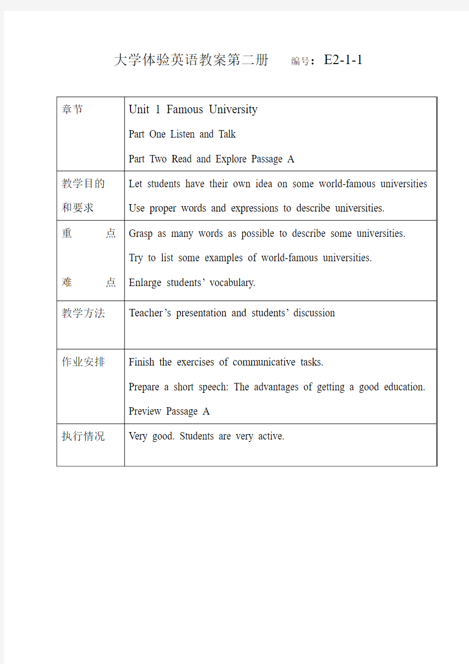 大学体验英语教案第二册(精简版)