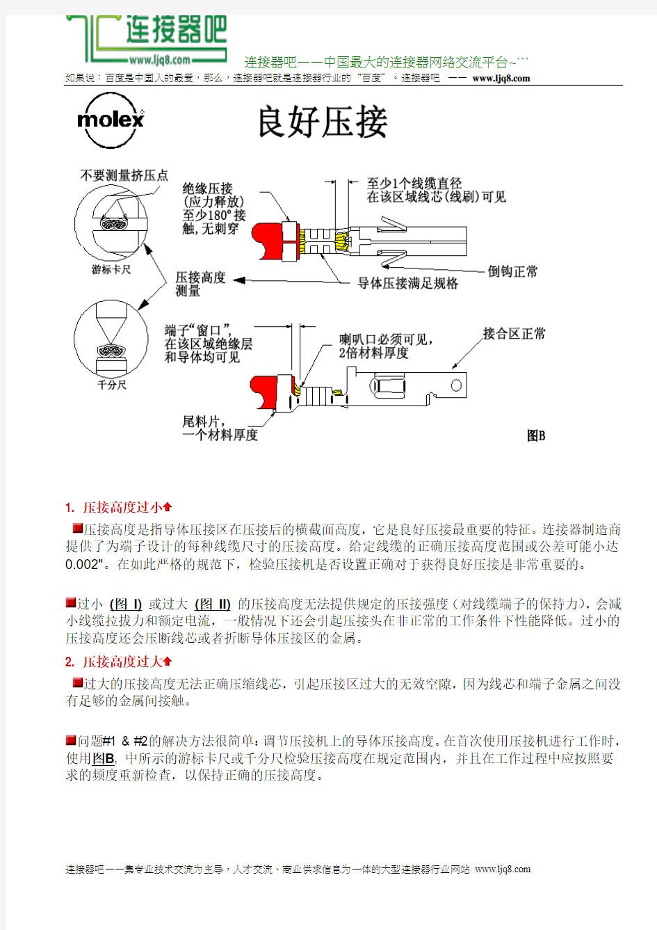 molex端子压接,压着技术规范