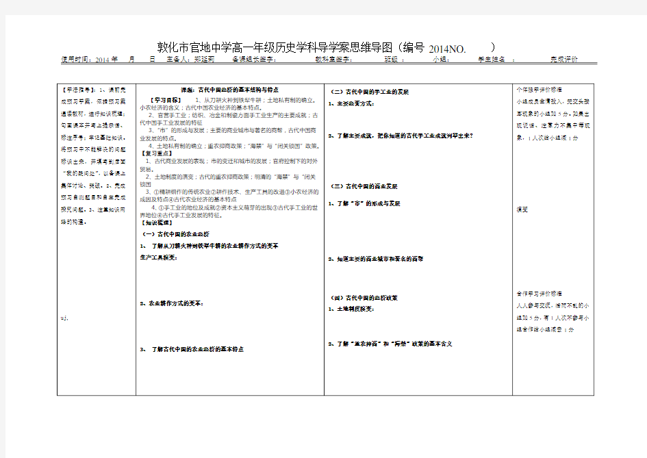 古代中国经济的基本结构与特点思维导图