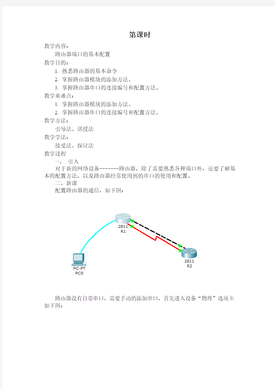 网络设备与调试-路由器端口的基本配置