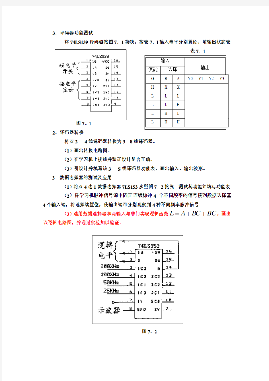 实验五TTL TSL门的功能测试