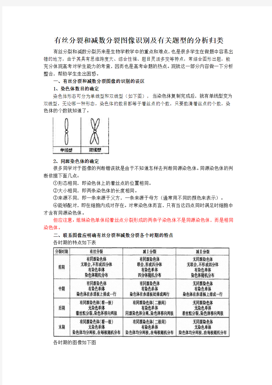 生物_有丝分裂和减数分裂图解_区别和联系