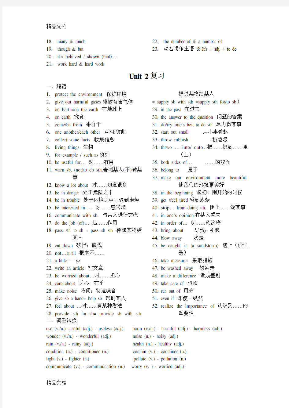 最新广州上海牛津版英语七年级下册U1--U7-总复习提纲
