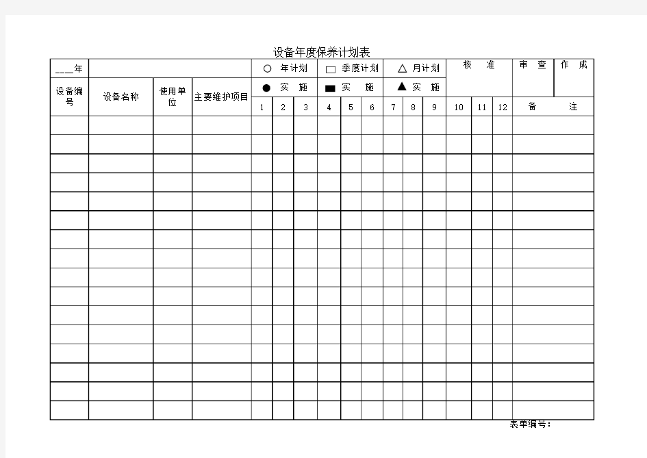 设备年度保养计划表