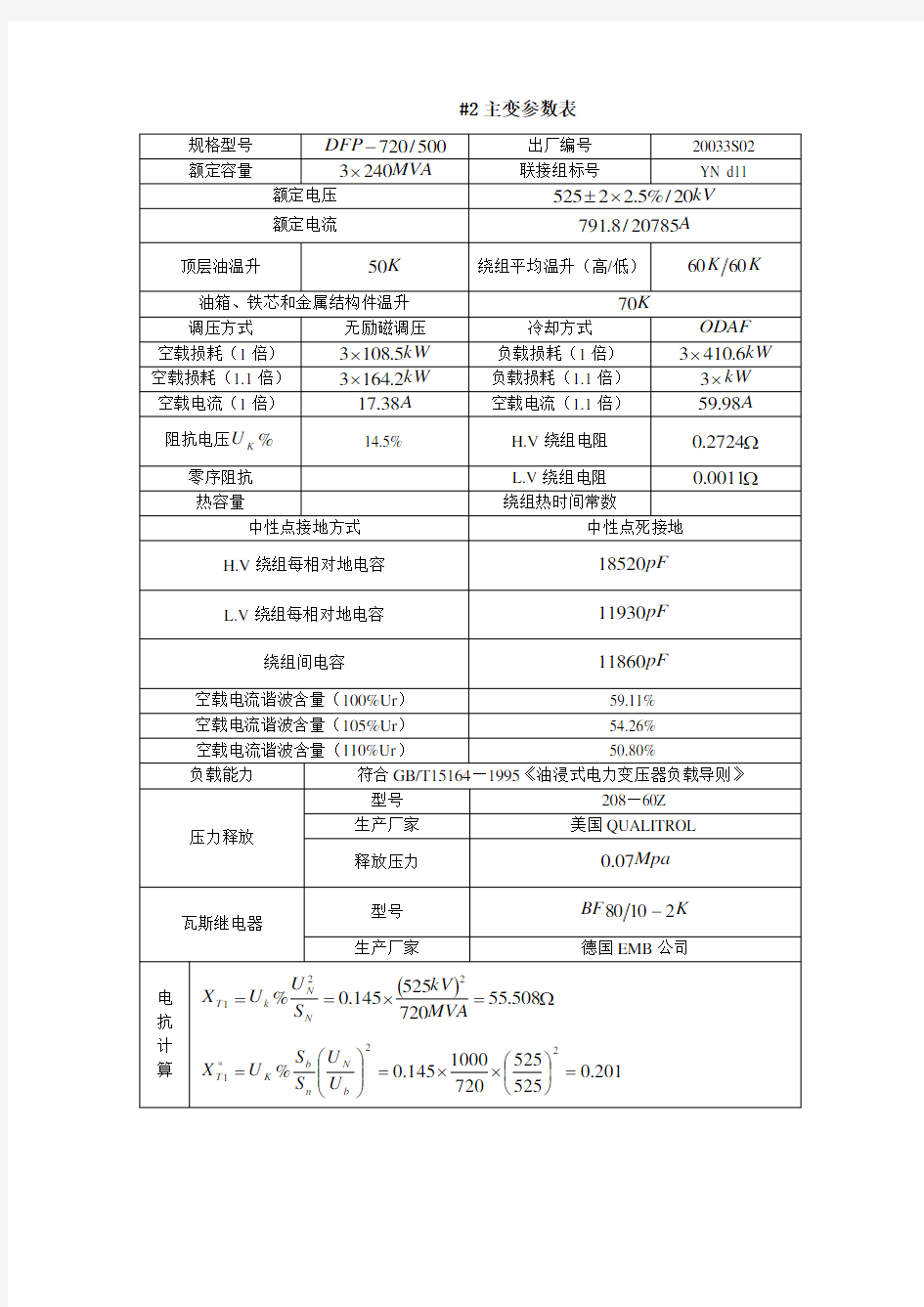 600MW发变组继电保护整定计算实例