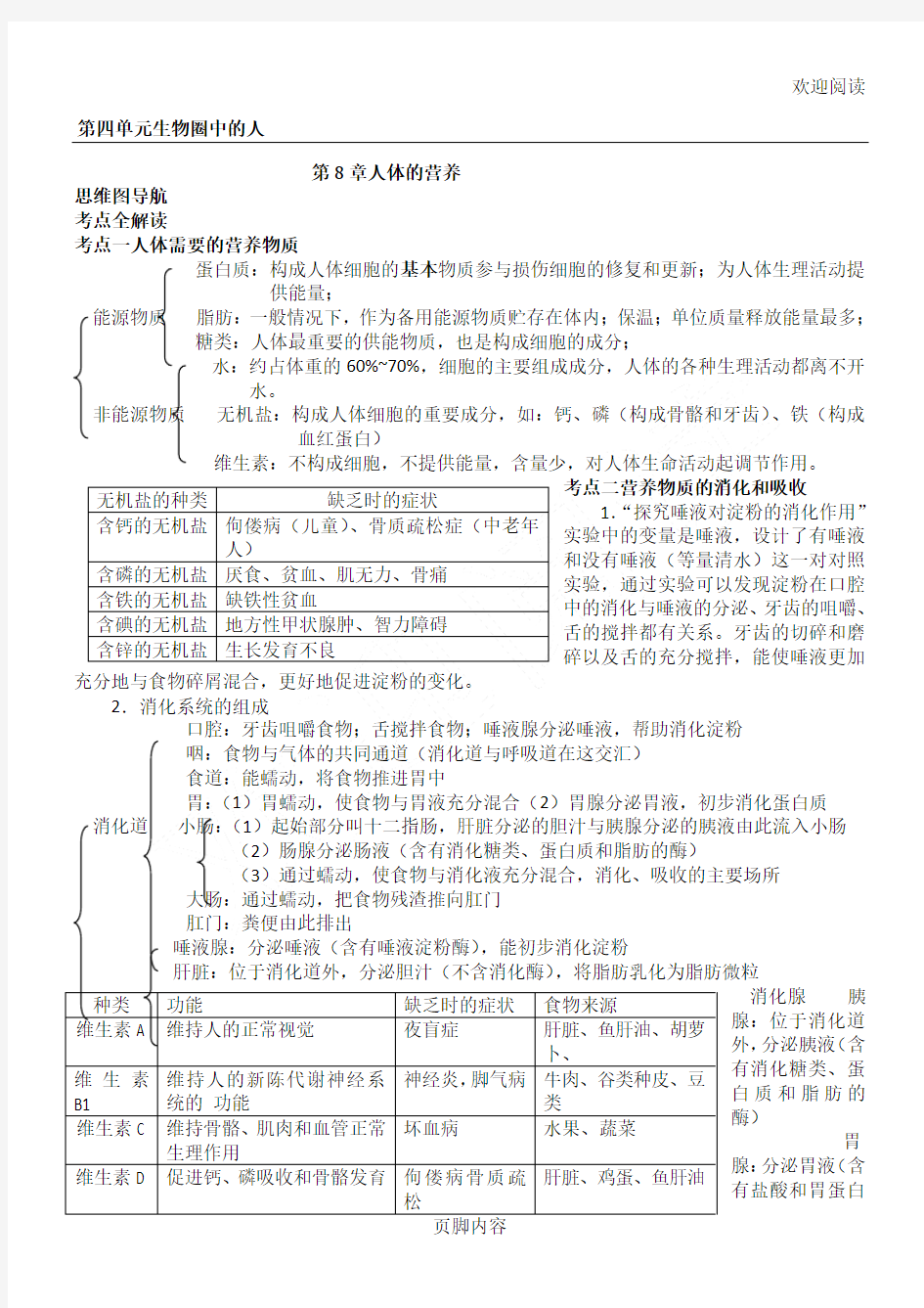 七年级初一生物知识点思维导图