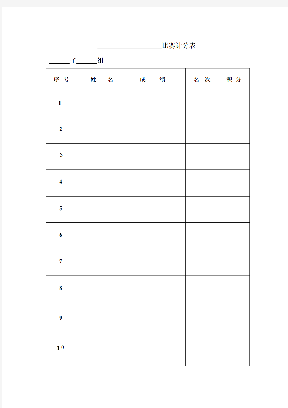 一分钟跳绳比赛计分表