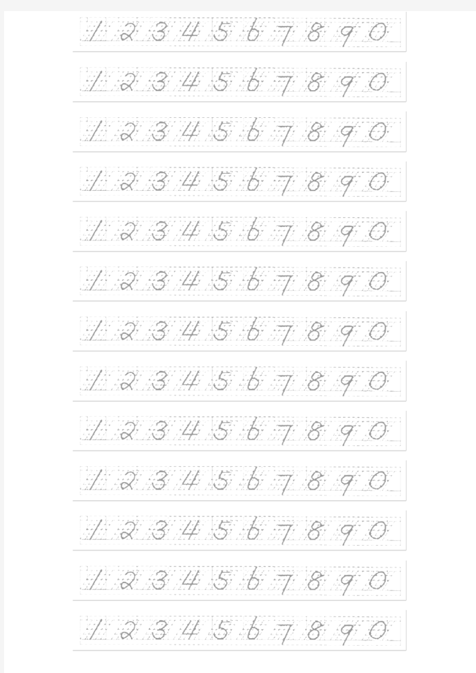 数字-手写体练习字帖