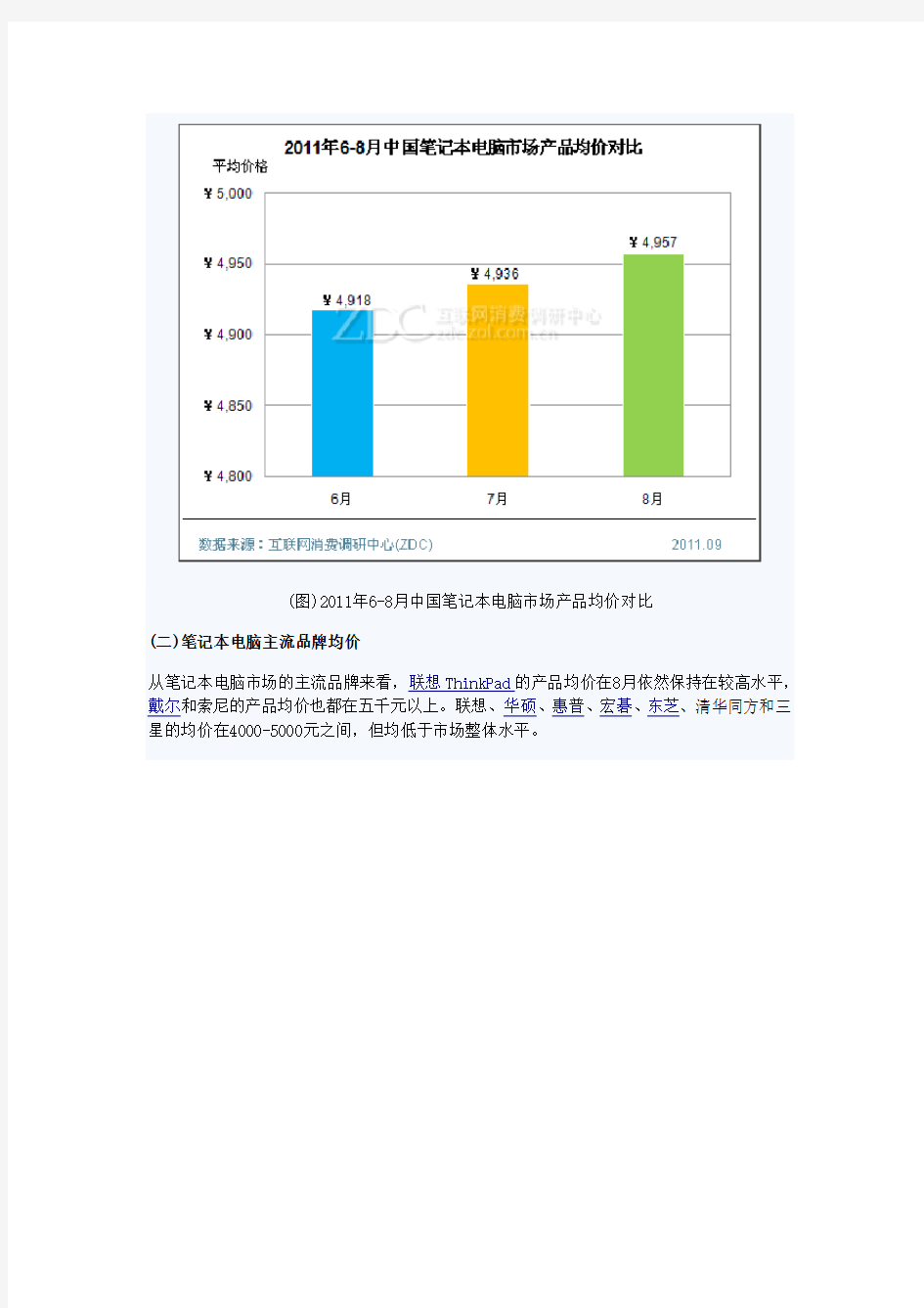 中国笔记本电脑市场价格分析报告