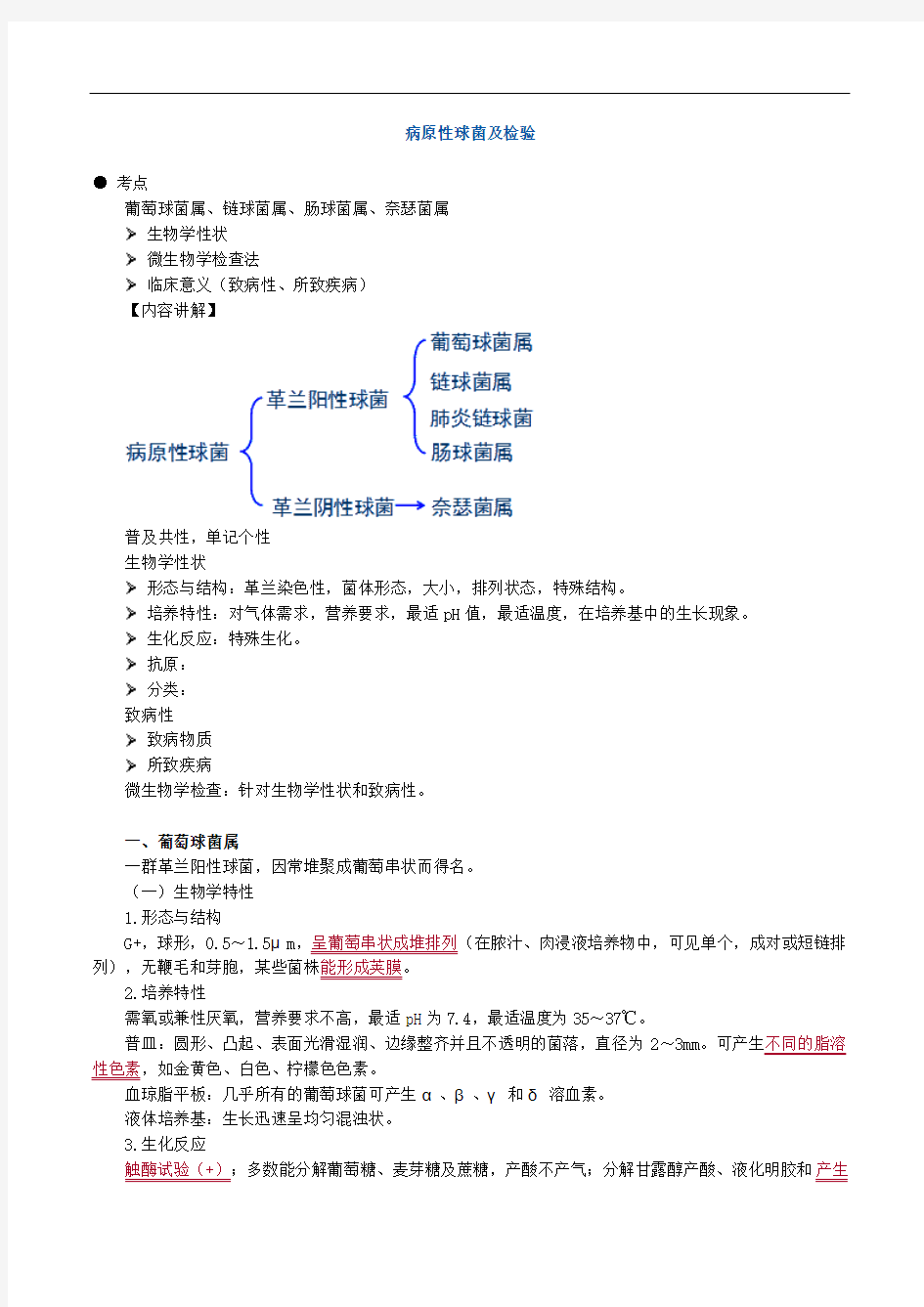 临床医学检验考试辅导《微生物检验》病原性球菌及检验讲义