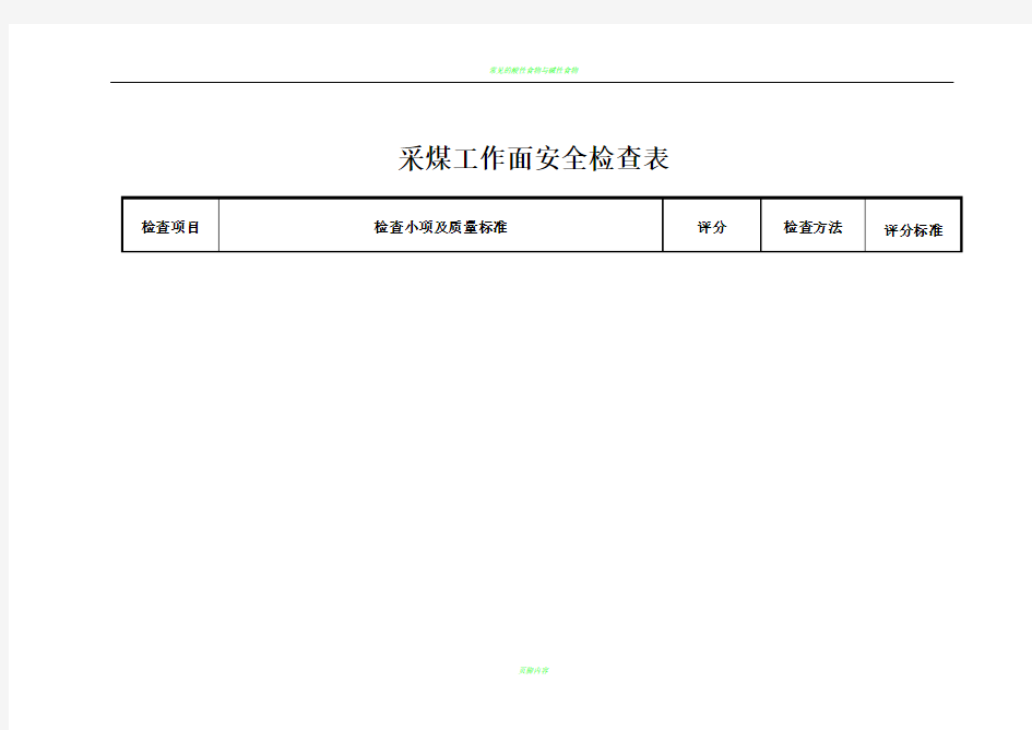 采煤工作面安全检查表