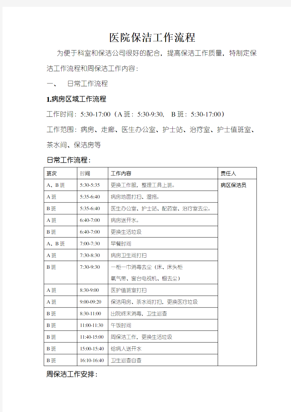 医院保洁工作流程