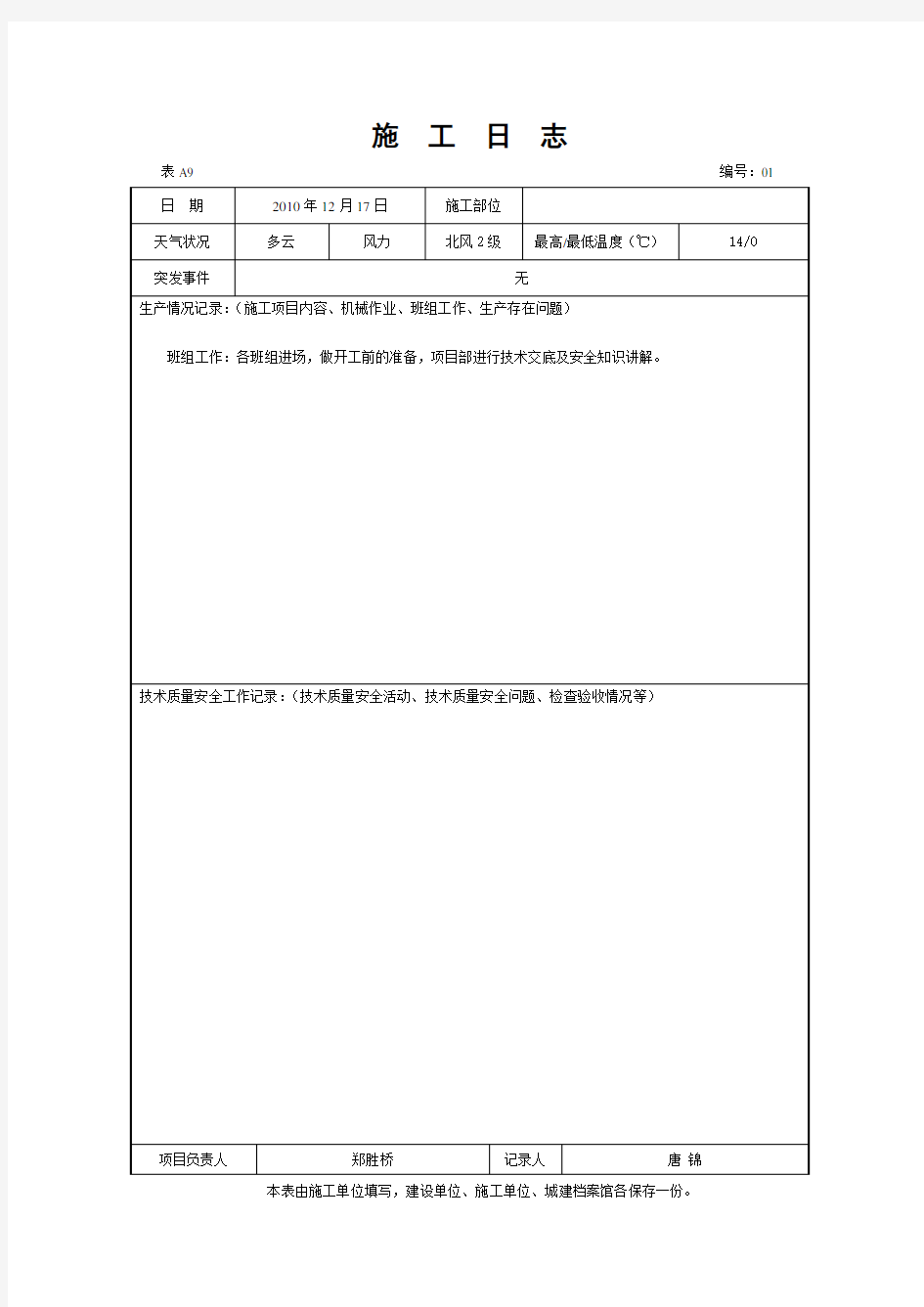 装饰装修施工日志