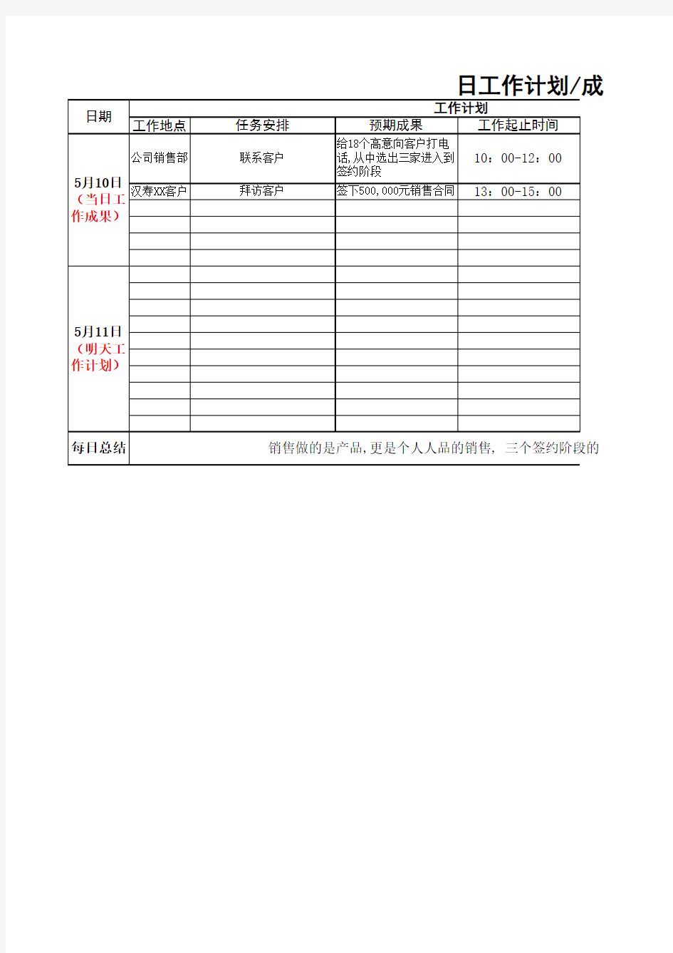 周计划周报模板