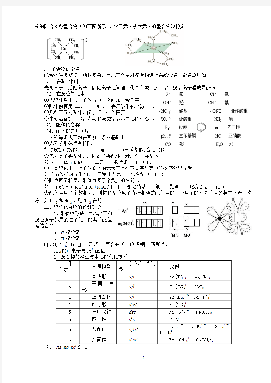北京市一零一中学2013年高中化学竞赛 第9讲 络合物(配位化合物)化学基础