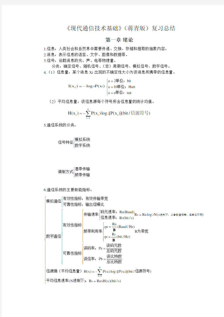 现代通信技术基础期末复习总结