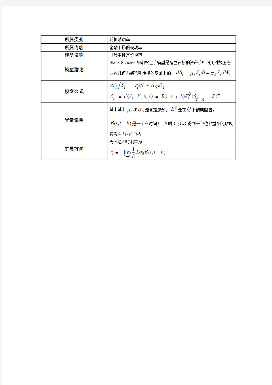 风险中性定价模型