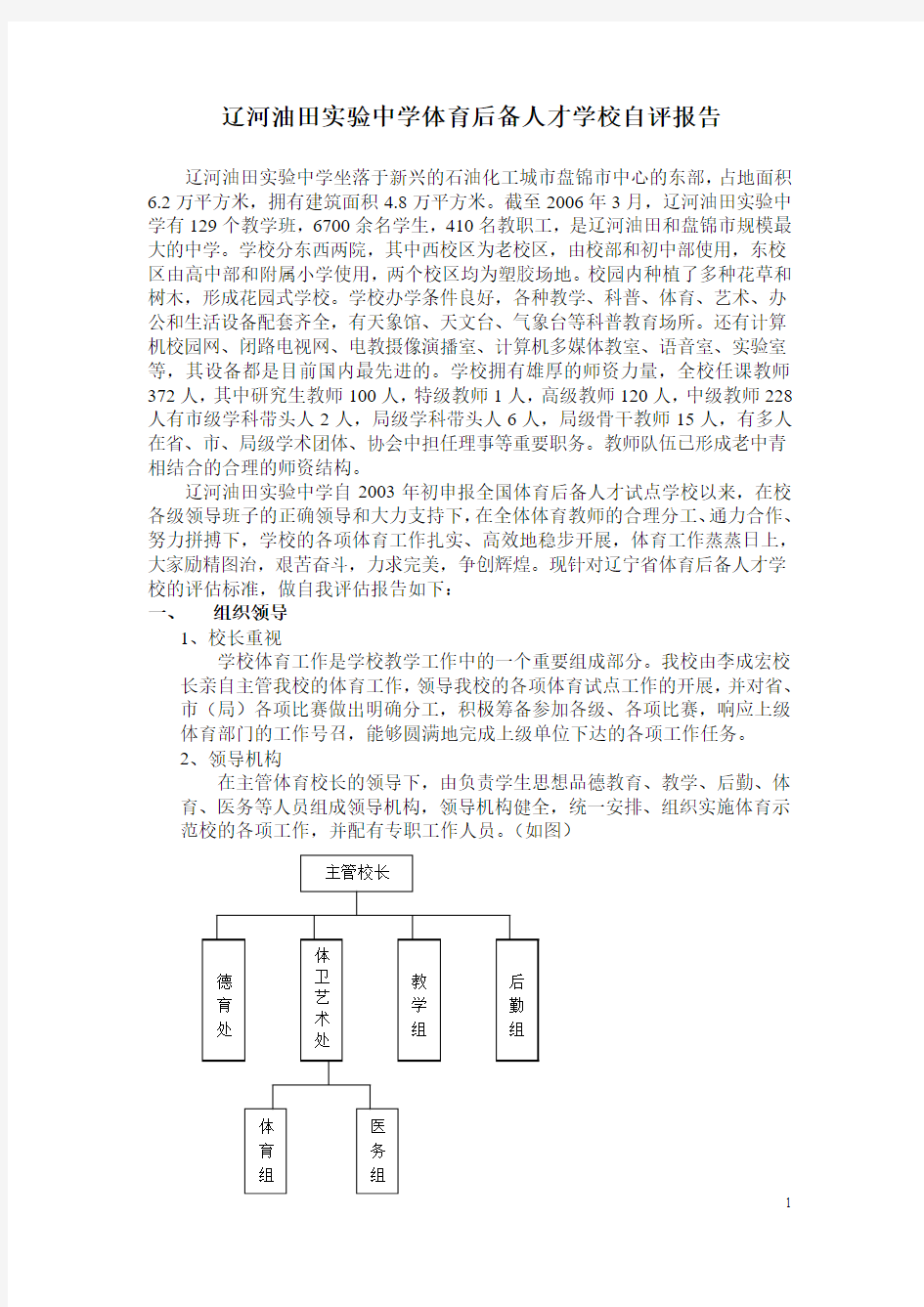 体育后备人才学校自评报告