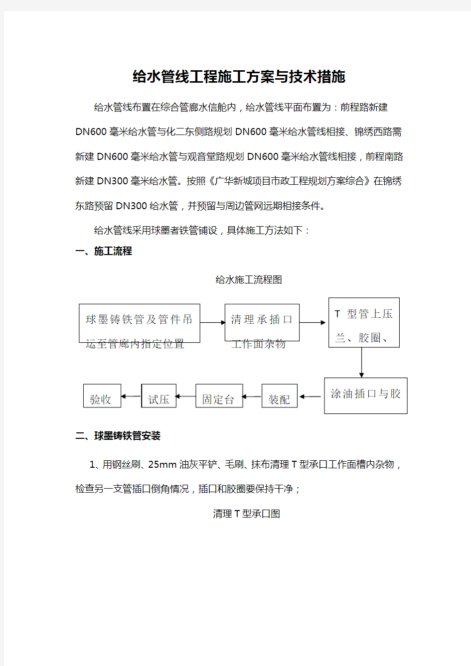 给水管线工程施工方案与技术措施