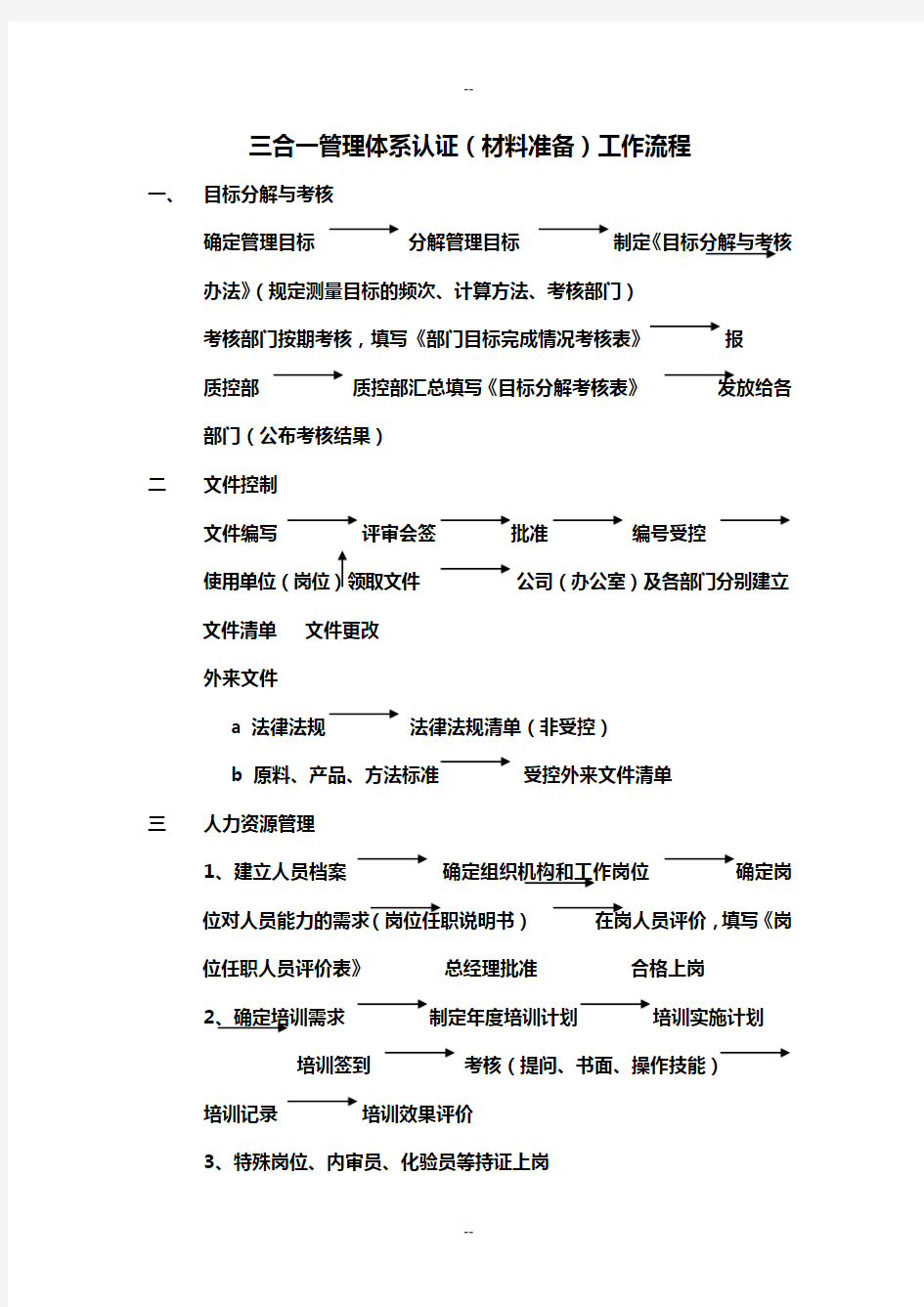 三体系认证三合一管理体系工作流程