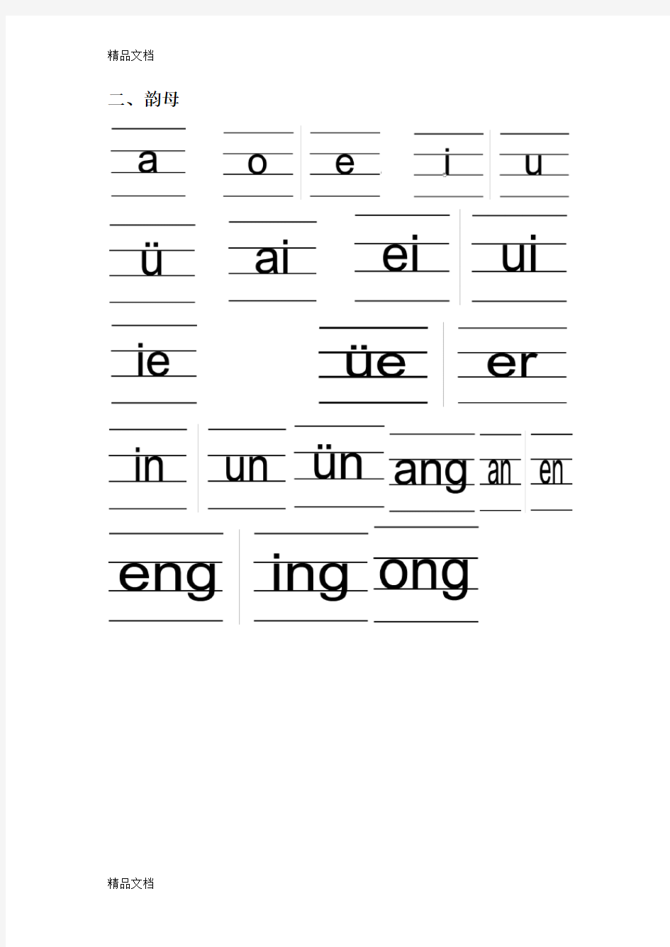 汉语拼音的书写格式(四线三格)47413教学提纲