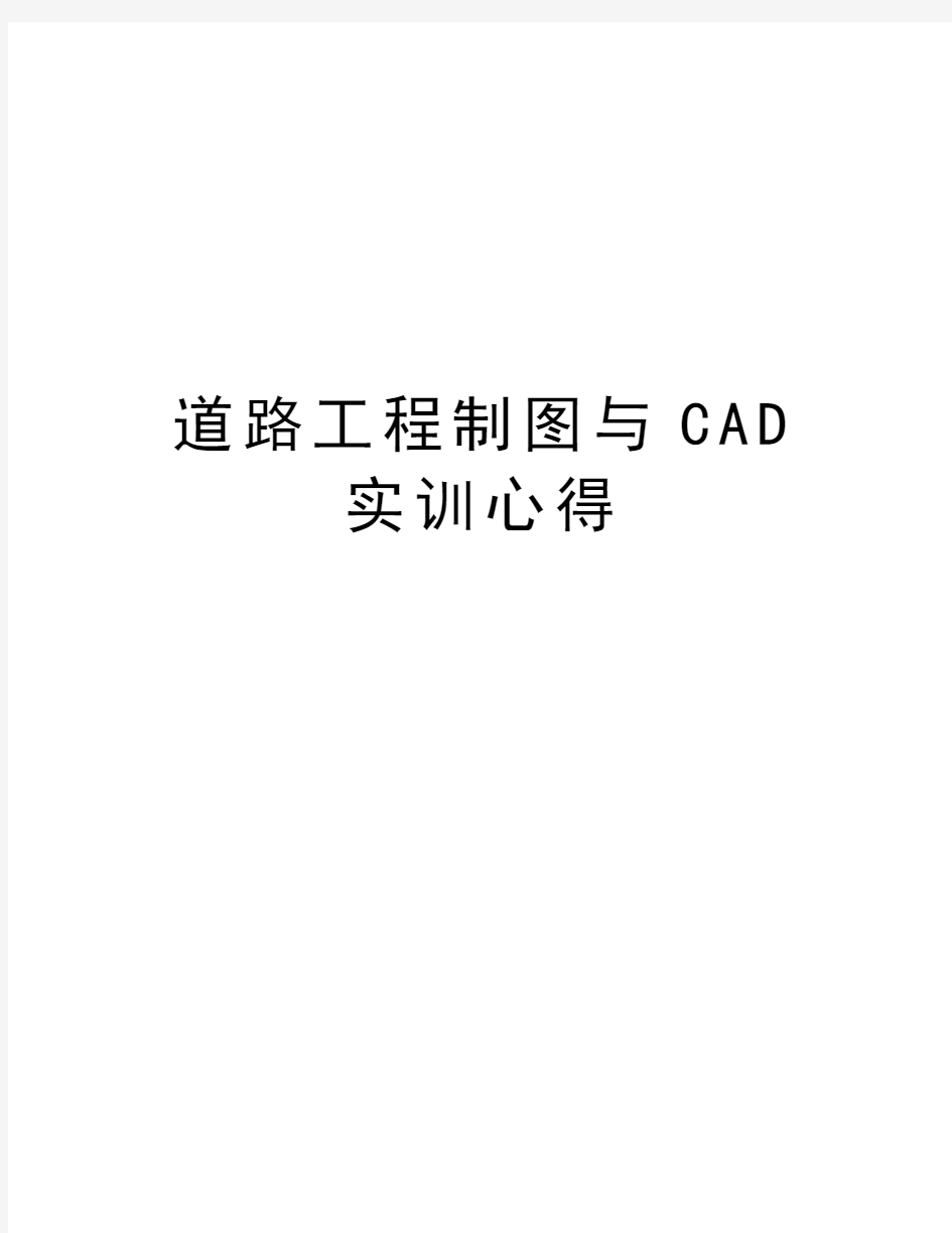 道路工程制图与CAD实训心得讲解学习