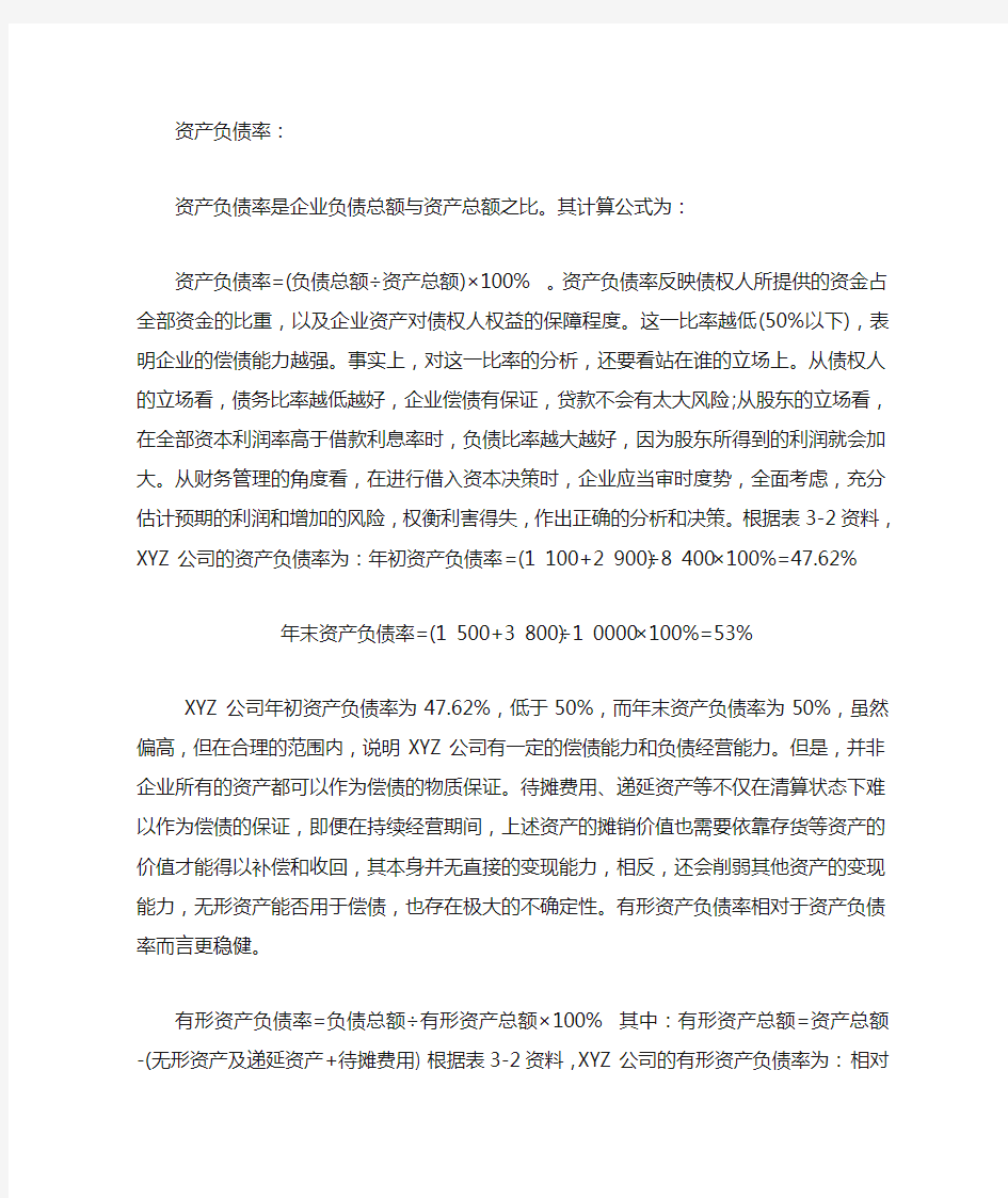 资产负债率计算公式