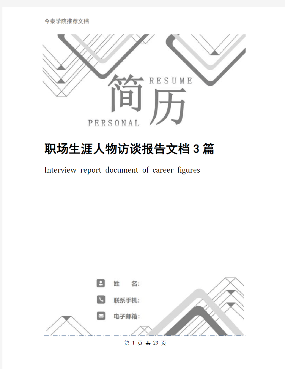 职场生涯人物访谈报告文档3篇