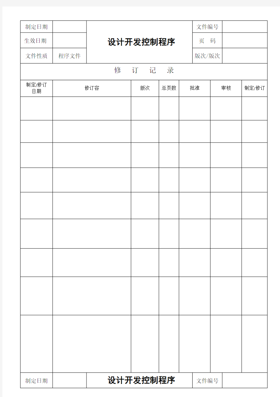 ISO9001-设计开发控制程序文件