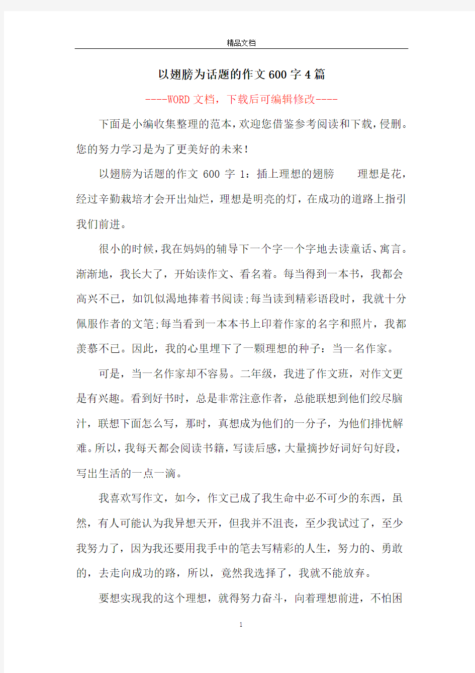 以翅膀为话题的作文600字4篇