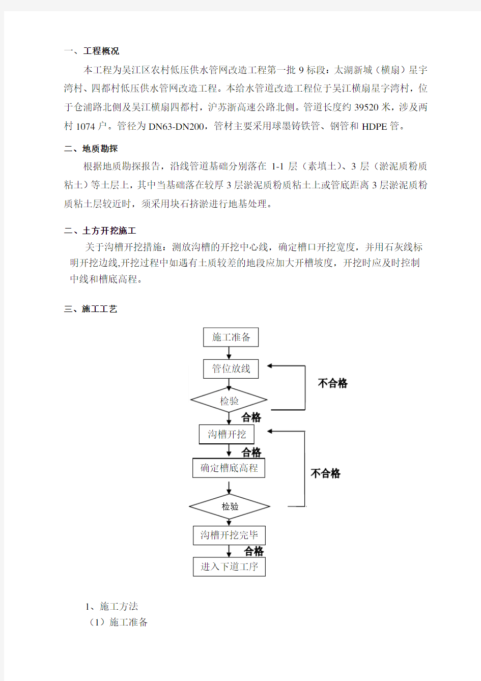 沟槽土方开挖回填方案