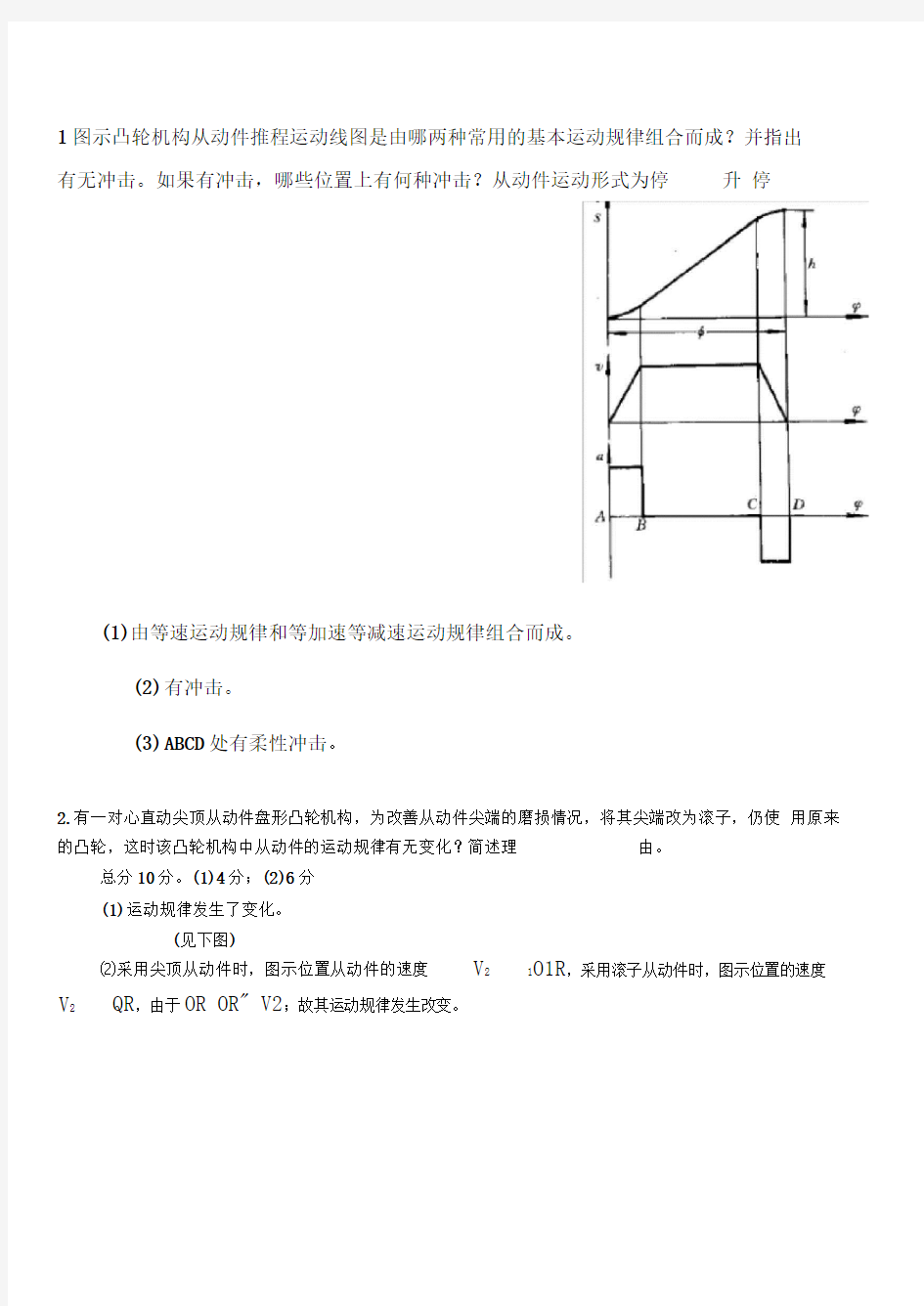 浙江工业大学机械原理考研内部资料第9章凸轮机构及其设计(有答案)