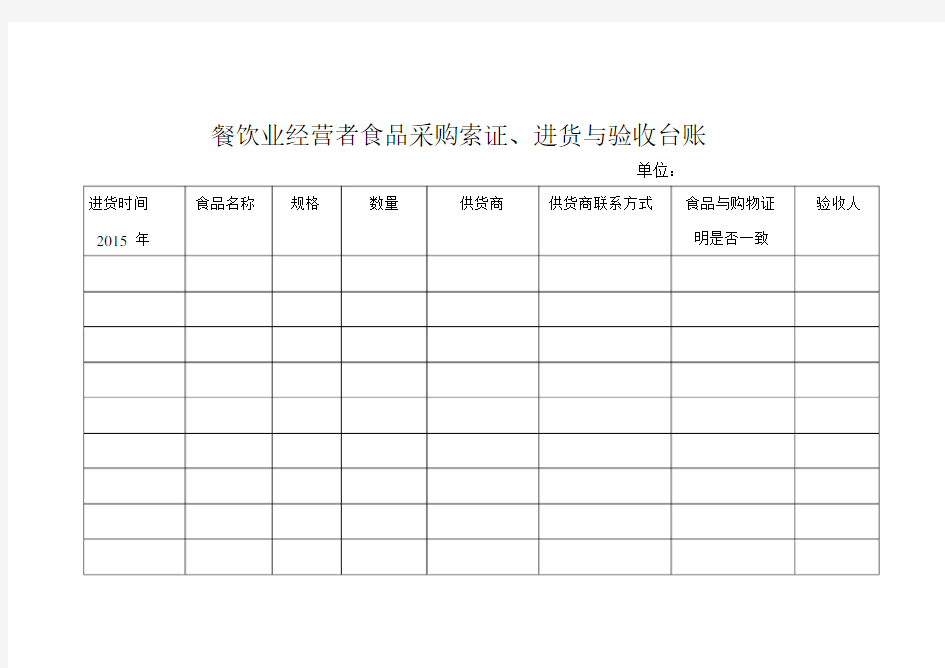幼儿园食品台账表