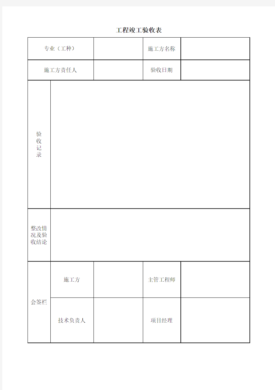 验收、现场工程量确认单