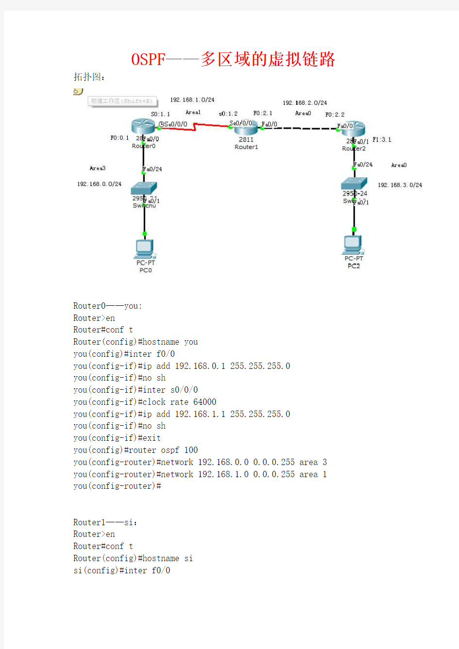 OSPF多区域的虚连接