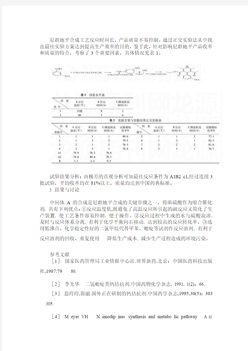 尼群地平的工艺改进及优化