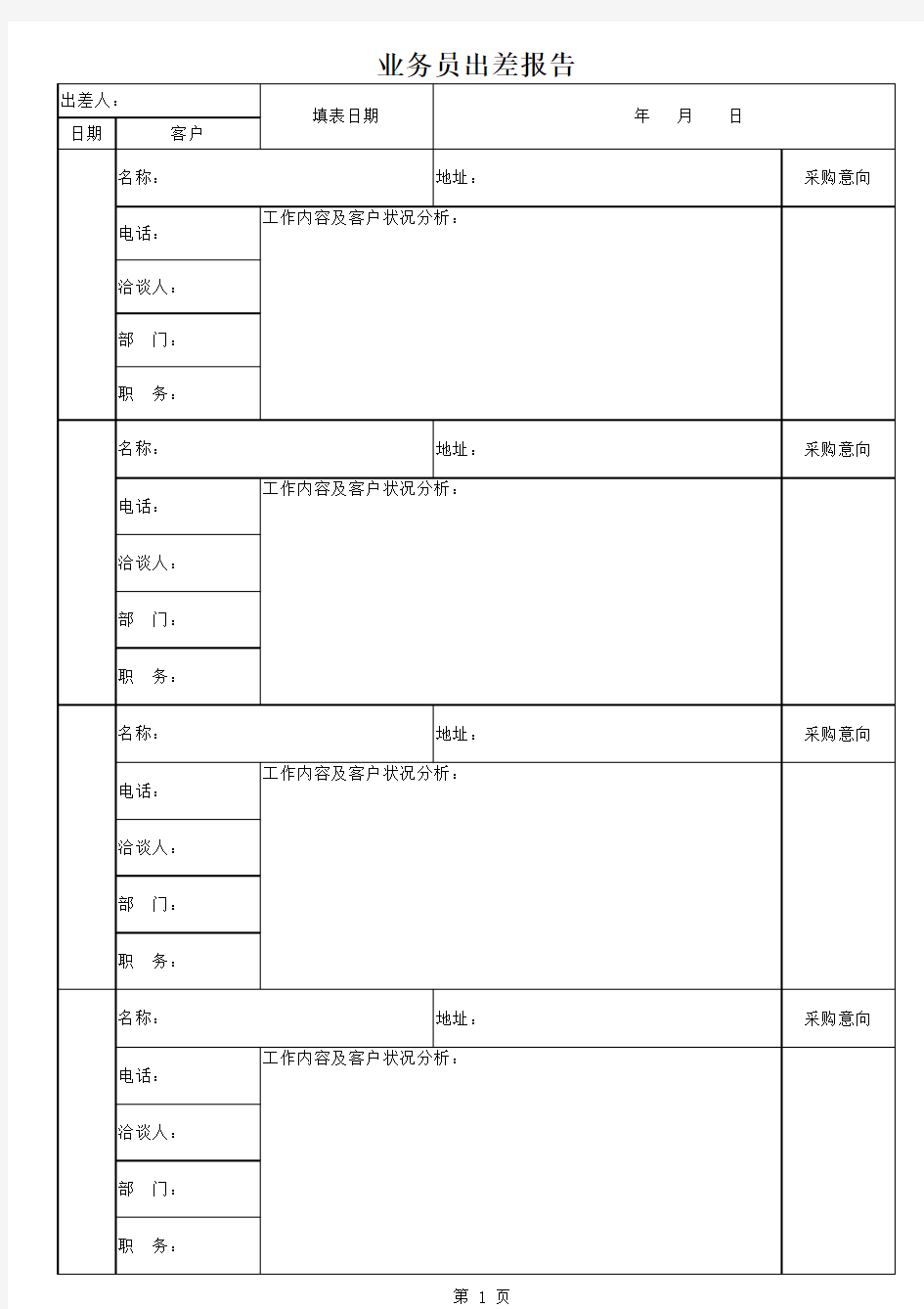 业务员出差报告