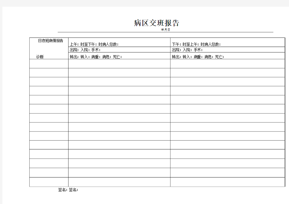 护士交班报告