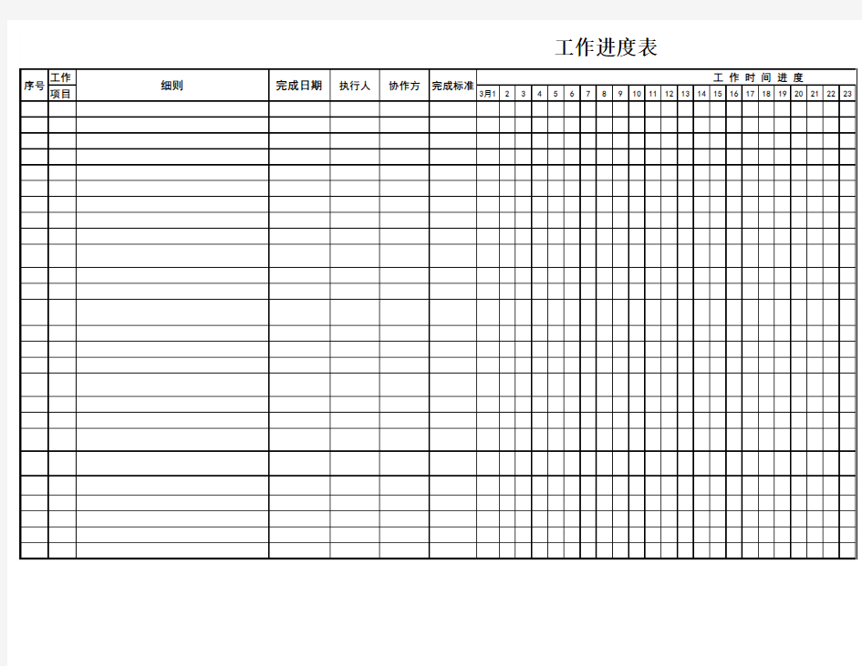 工作进度表模板(甘特图)