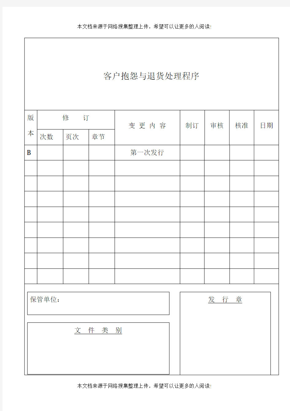 客户抱怨与退货处理程序(表格模板、DOC格式)