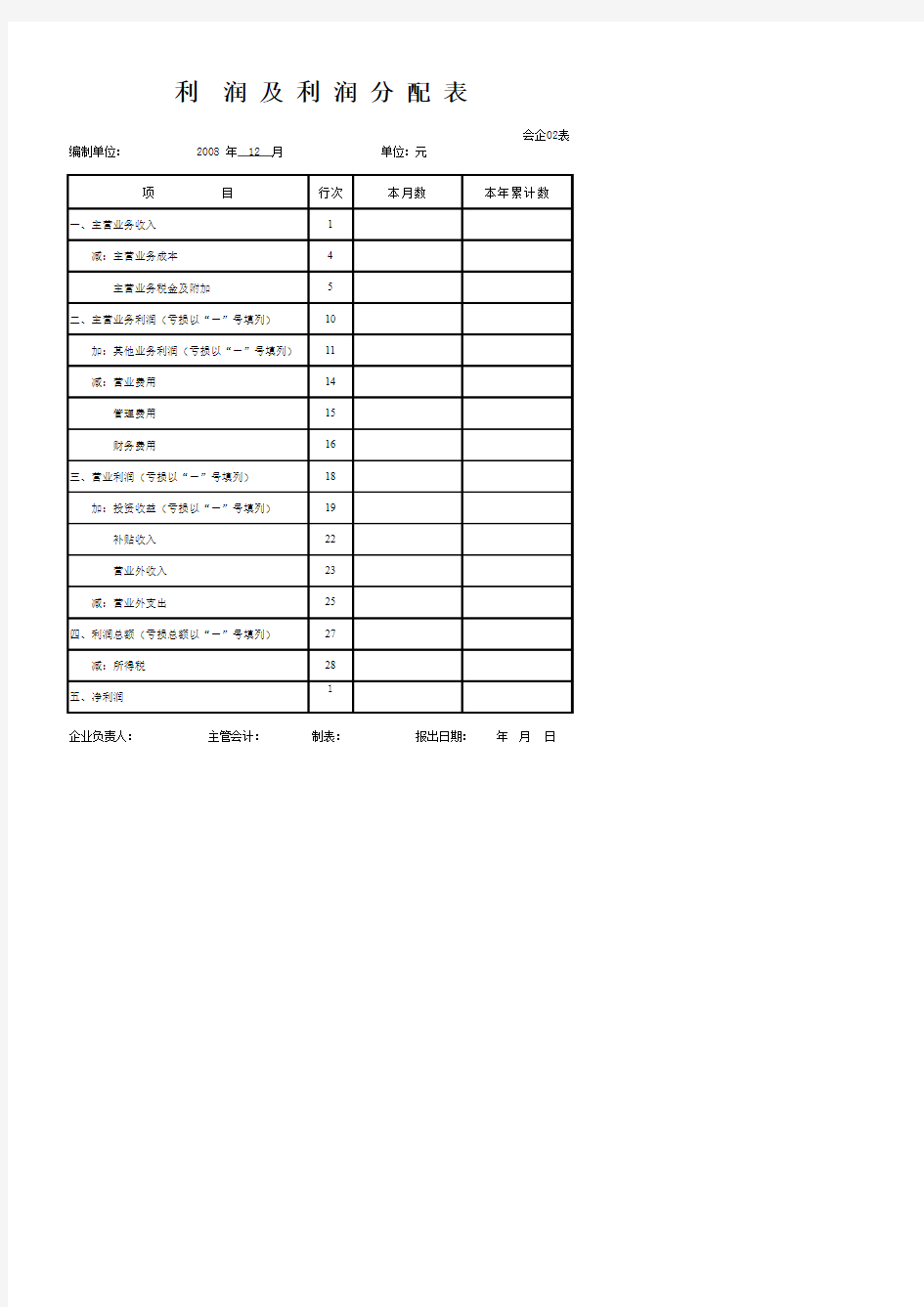 利润表.EXCEL电子表格版