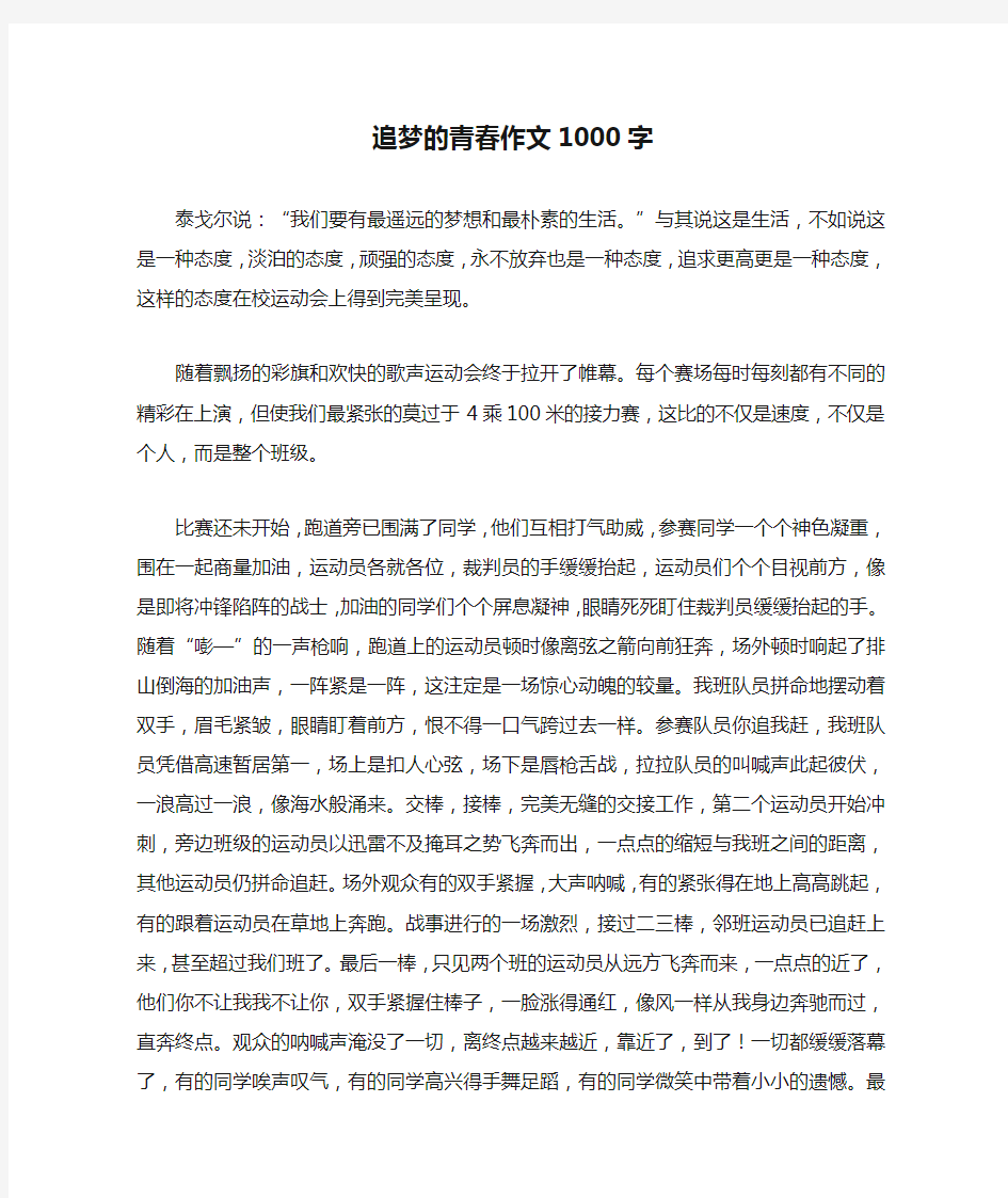 追梦的青春作文1000字