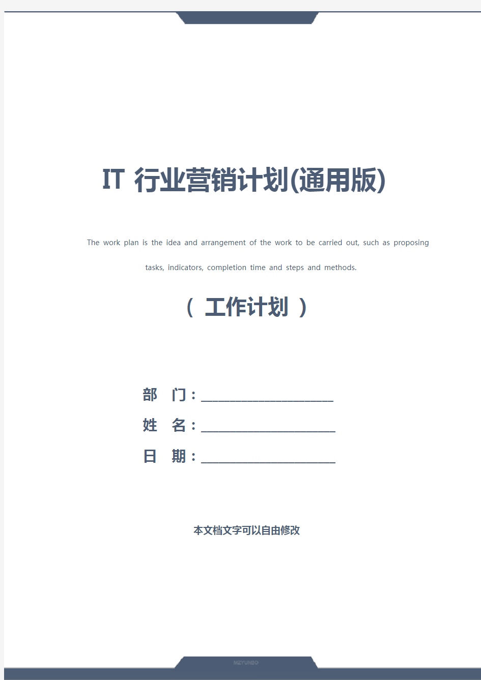 IT行业营销计划(通用版)