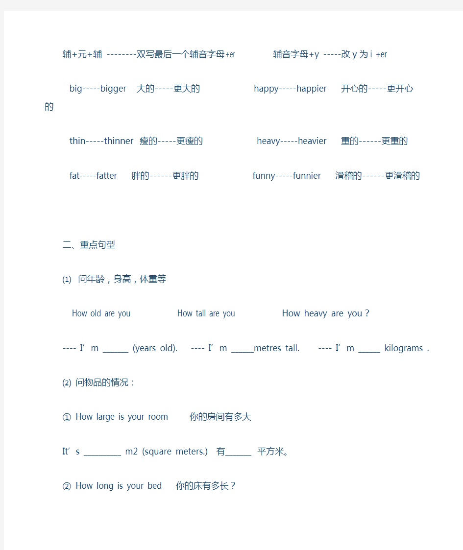 人教版六年级英语下册知识点总结