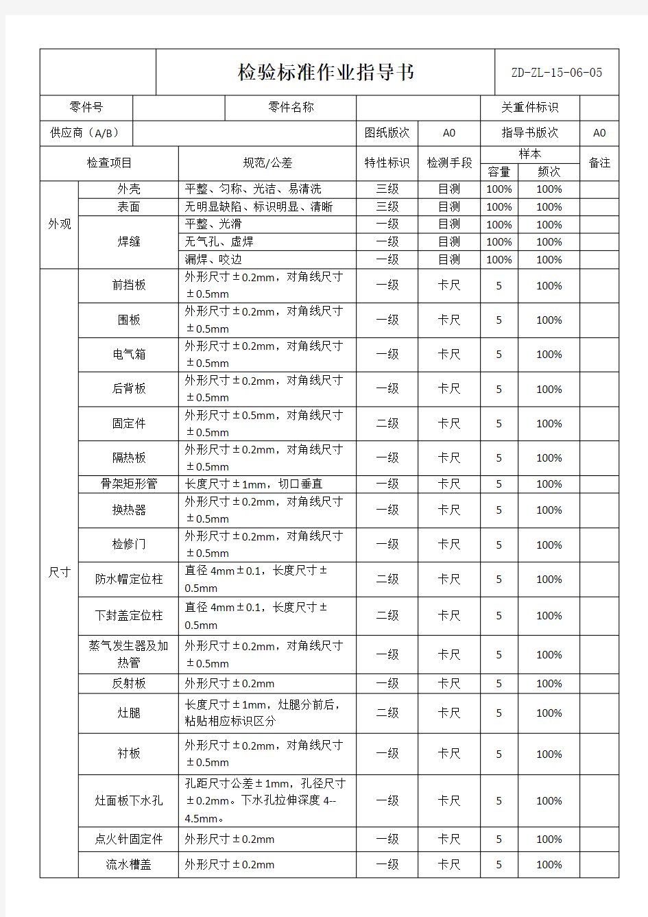 检验标准作业指导书