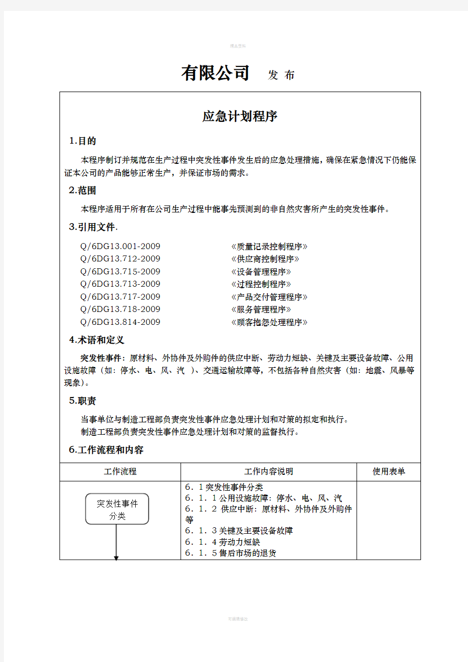 公司实施的应急计划程序(1)