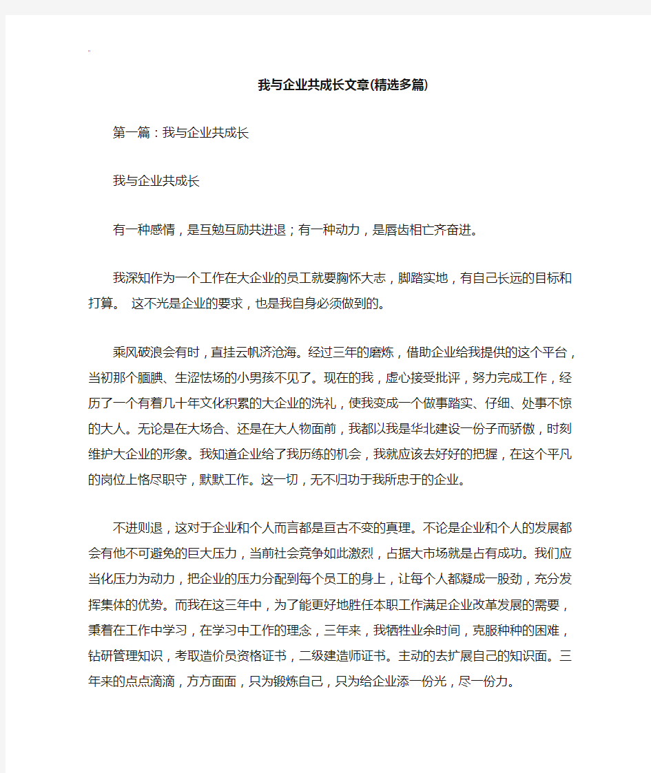 我与集团公司地共成长文章(精编多篇)