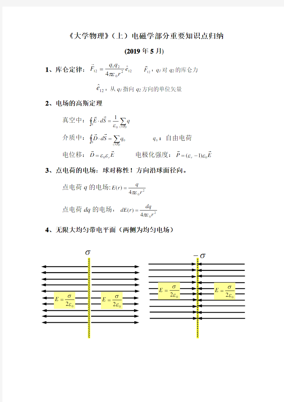 电磁学知识点归纳